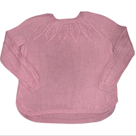 Sonoma Pink Mauve Diamond Pattern Neck Knit Sweater - Picture 1 of 5